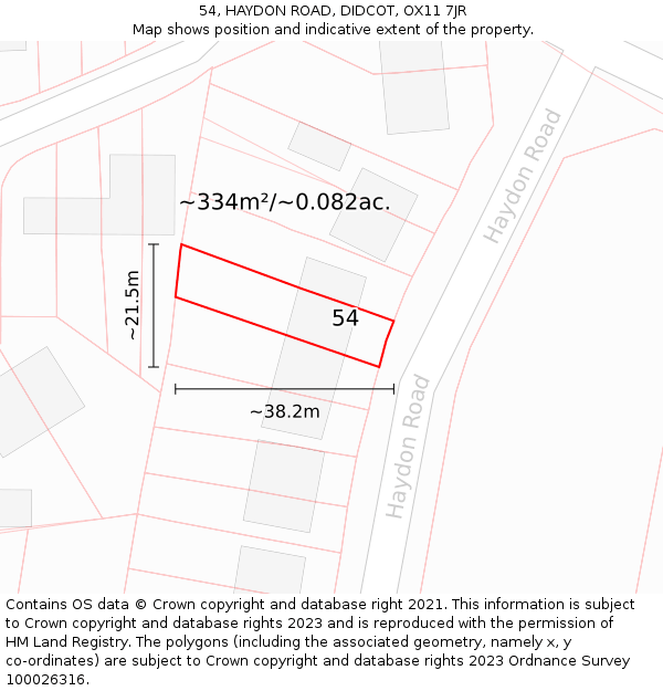 54, HAYDON ROAD, DIDCOT, OX11 7JR: Plot and title map