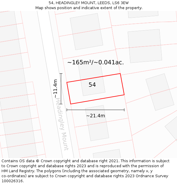54, HEADINGLEY MOUNT, LEEDS, LS6 3EW: Plot and title map