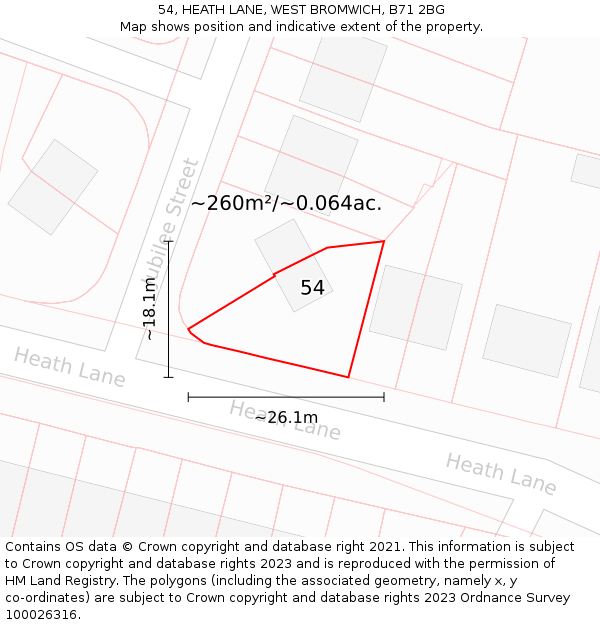 54, HEATH LANE, WEST BROMWICH, B71 2BG: Plot and title map