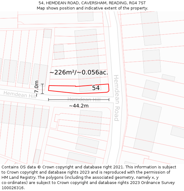 54, HEMDEAN ROAD, CAVERSHAM, READING, RG4 7ST: Plot and title map