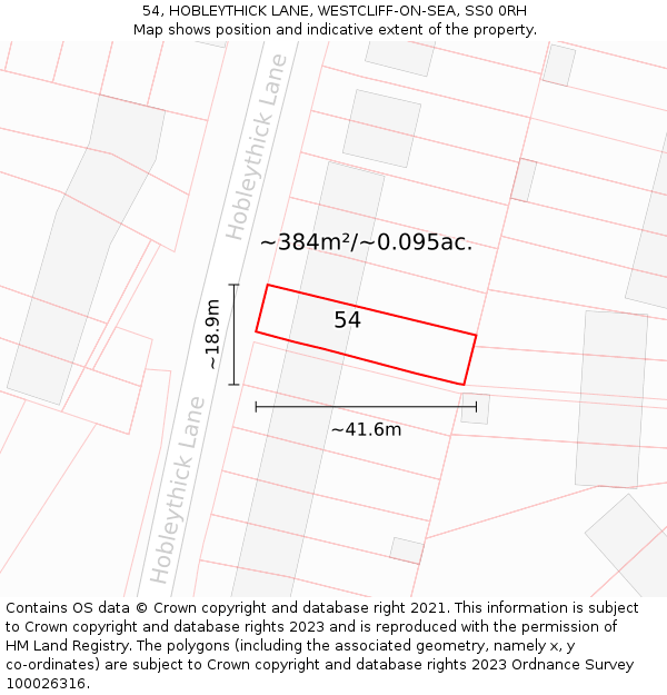 54, HOBLEYTHICK LANE, WESTCLIFF-ON-SEA, SS0 0RH: Plot and title map
