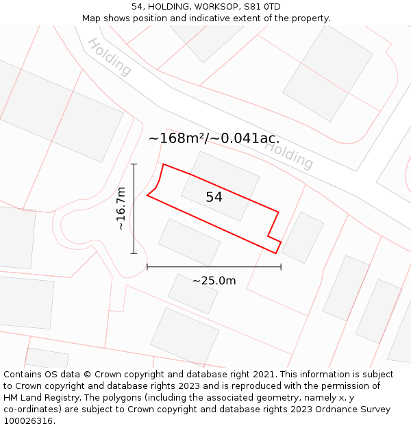54, HOLDING, WORKSOP, S81 0TD: Plot and title map