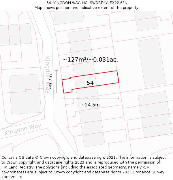 54, KINGDON WAY, HOLSWORTHY, EX22 6FN: Plot and title map