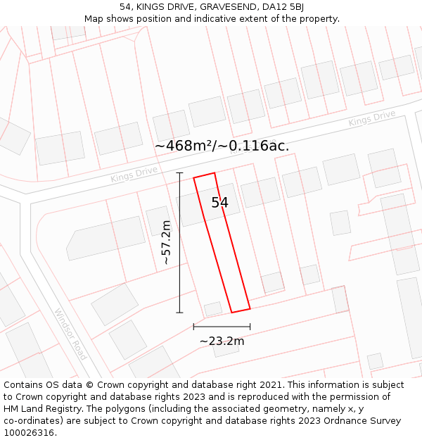 54, KINGS DRIVE, GRAVESEND, DA12 5BJ: Plot and title map