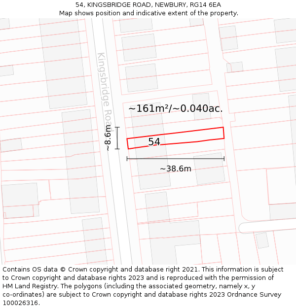 54, KINGSBRIDGE ROAD, NEWBURY, RG14 6EA: Plot and title map