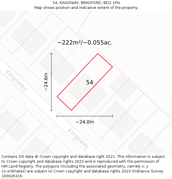 54, KINGSWAY, BRADFORD, BD2 1PN: Plot and title map