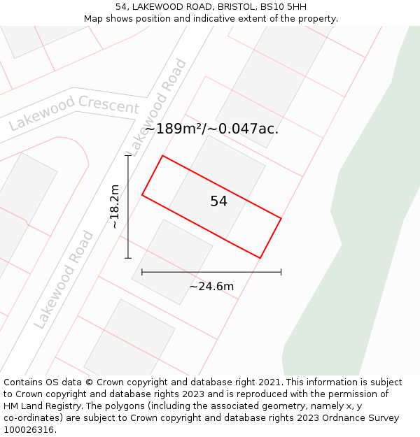 54, LAKEWOOD ROAD, BRISTOL, BS10 5HH: Plot and title map