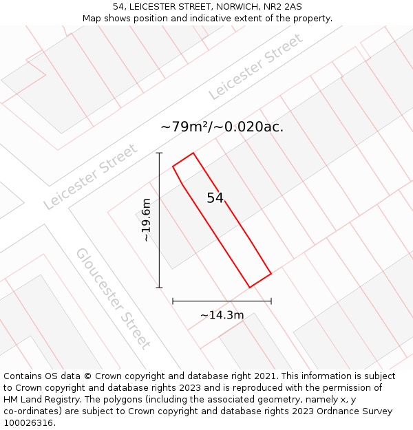 54, LEICESTER STREET, NORWICH, NR2 2AS: Plot and title map