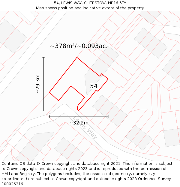 54, LEWIS WAY, CHEPSTOW, NP16 5TA: Plot and title map