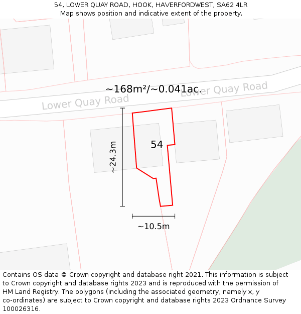54, LOWER QUAY ROAD, HOOK, HAVERFORDWEST, SA62 4LR: Plot and title map
