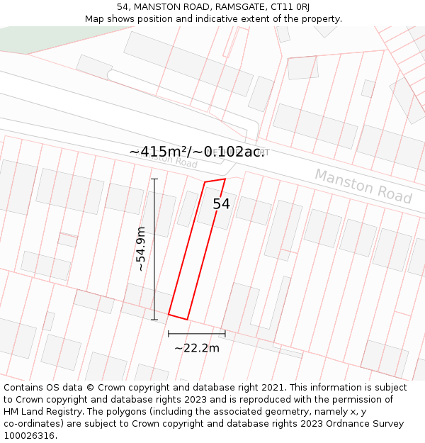 54, MANSTON ROAD, RAMSGATE, CT11 0RJ: Plot and title map