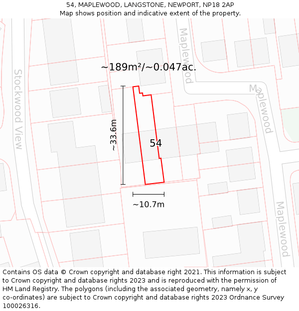 54, MAPLEWOOD, LANGSTONE, NEWPORT, NP18 2AP: Plot and title map