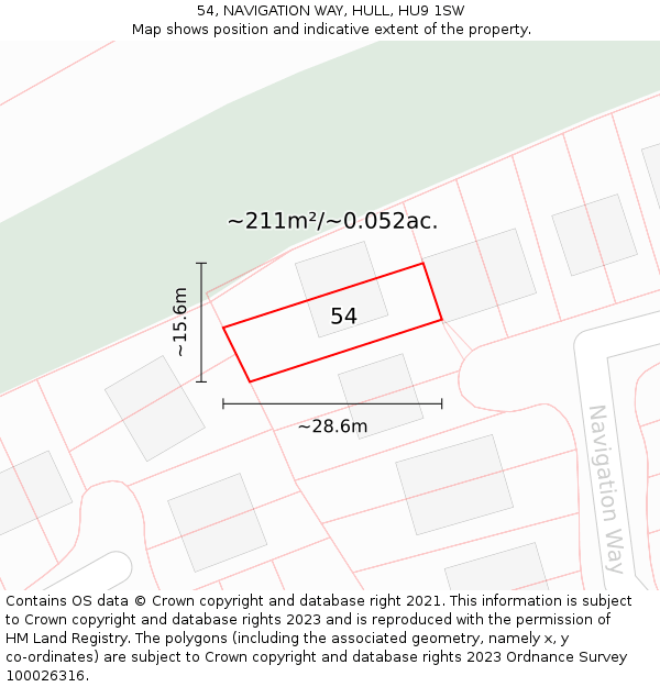 54, NAVIGATION WAY, HULL, HU9 1SW: Plot and title map
