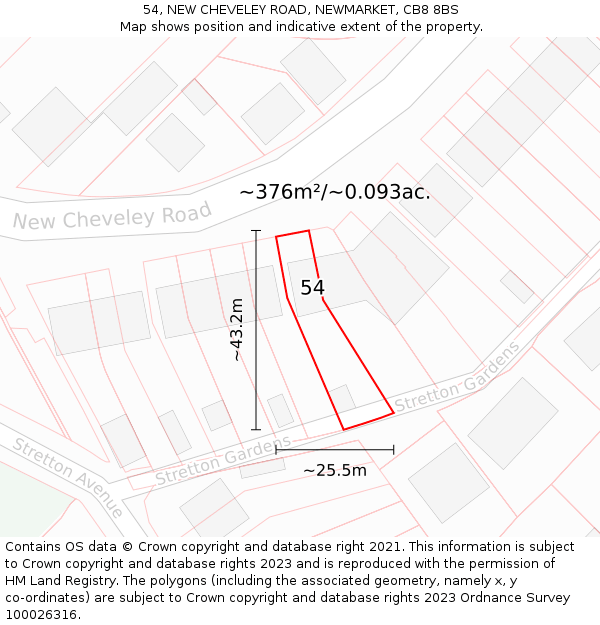 54, NEW CHEVELEY ROAD, NEWMARKET, CB8 8BS: Plot and title map
