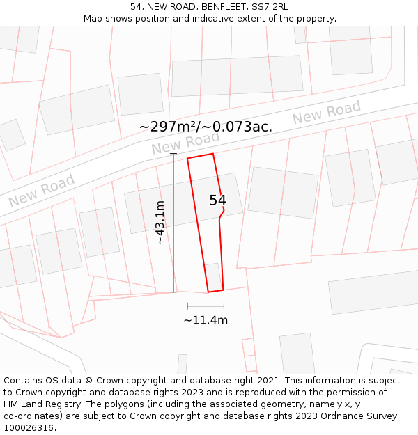 54, NEW ROAD, BENFLEET, SS7 2RL: Plot and title map