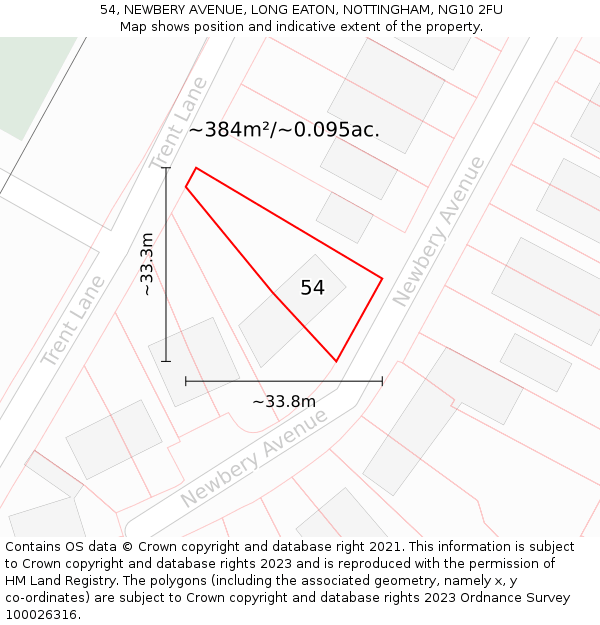 54, NEWBERY AVENUE, LONG EATON, NOTTINGHAM, NG10 2FU: Plot and title map