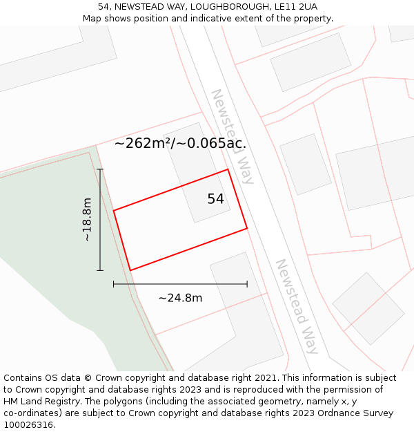 54, NEWSTEAD WAY, LOUGHBOROUGH, LE11 2UA: Plot and title map