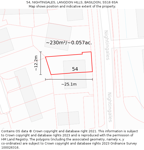 54, NIGHTINGALES, LANGDON HILLS, BASILDON, SS16 6SA: Plot and title map