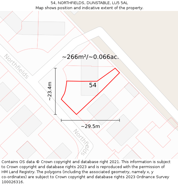54, NORTHFIELDS, DUNSTABLE, LU5 5AL: Plot and title map