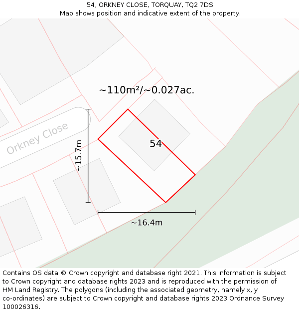 54, ORKNEY CLOSE, TORQUAY, TQ2 7DS: Plot and title map