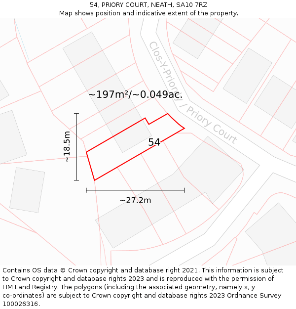 54, PRIORY COURT, NEATH, SA10 7RZ: Plot and title map