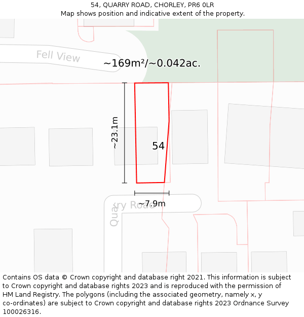 54, QUARRY ROAD, CHORLEY, PR6 0LR: Plot and title map