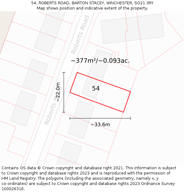 54, ROBERTS ROAD, BARTON STACEY, WINCHESTER, SO21 3RY: Plot and title map