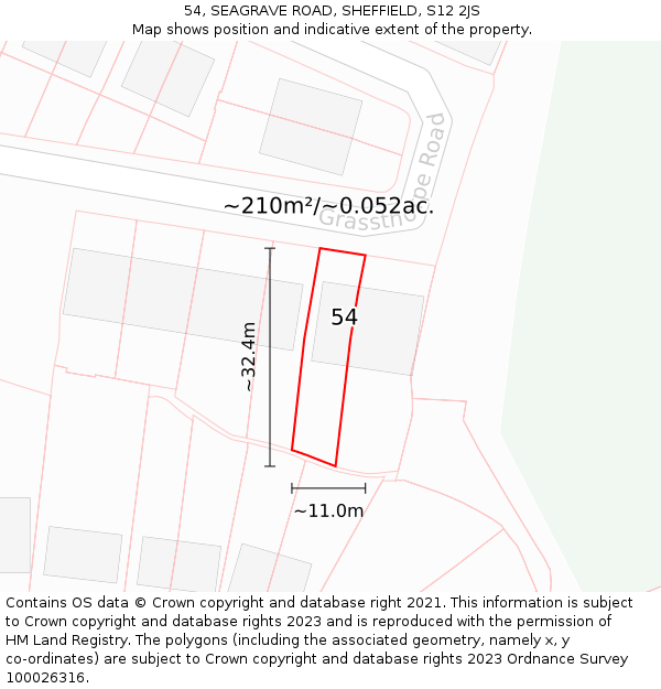 54, SEAGRAVE ROAD, SHEFFIELD, S12 2JS: Plot and title map