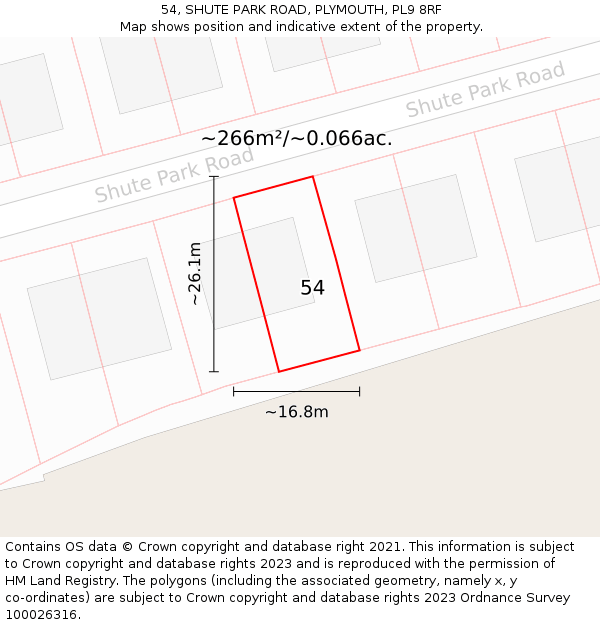 54, SHUTE PARK ROAD, PLYMOUTH, PL9 8RF: Plot and title map