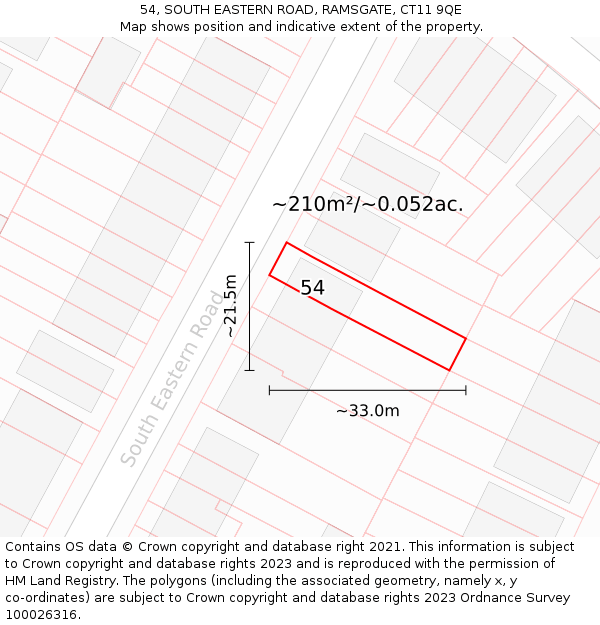 54, SOUTH EASTERN ROAD, RAMSGATE, CT11 9QE: Plot and title map