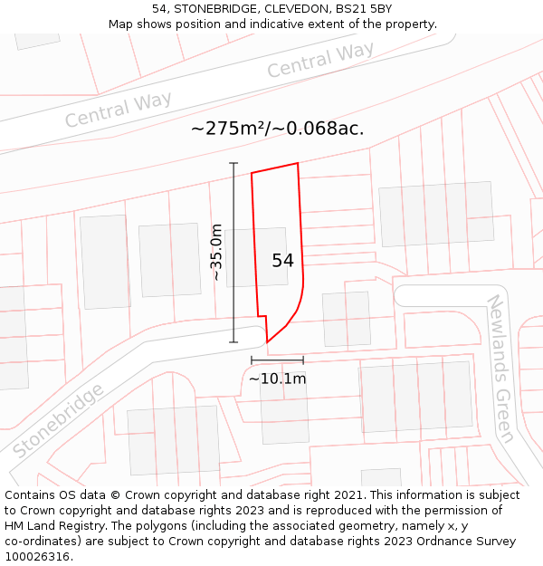 54, STONEBRIDGE, CLEVEDON, BS21 5BY: Plot and title map