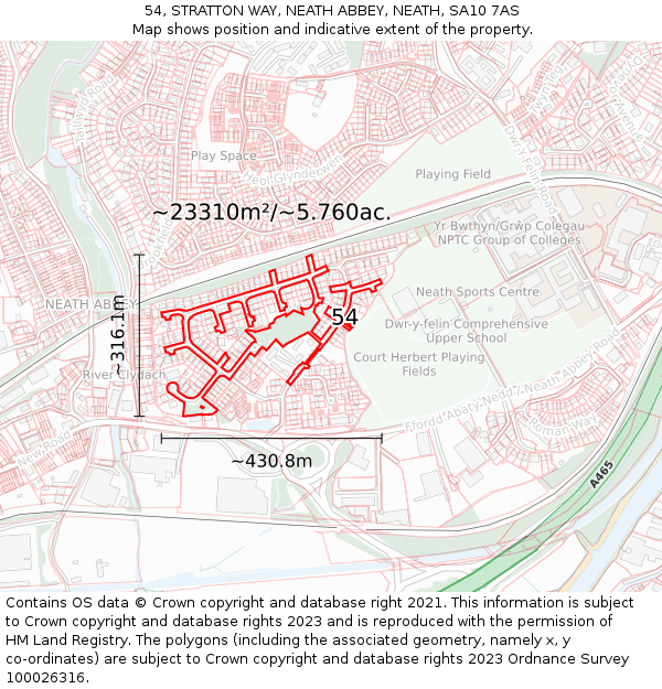 54, STRATTON WAY, NEATH ABBEY, NEATH, SA10 7AS: Plot and title map