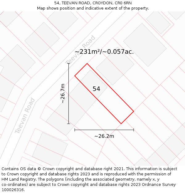 54, TEEVAN ROAD, CROYDON, CR0 6RN: Plot and title map