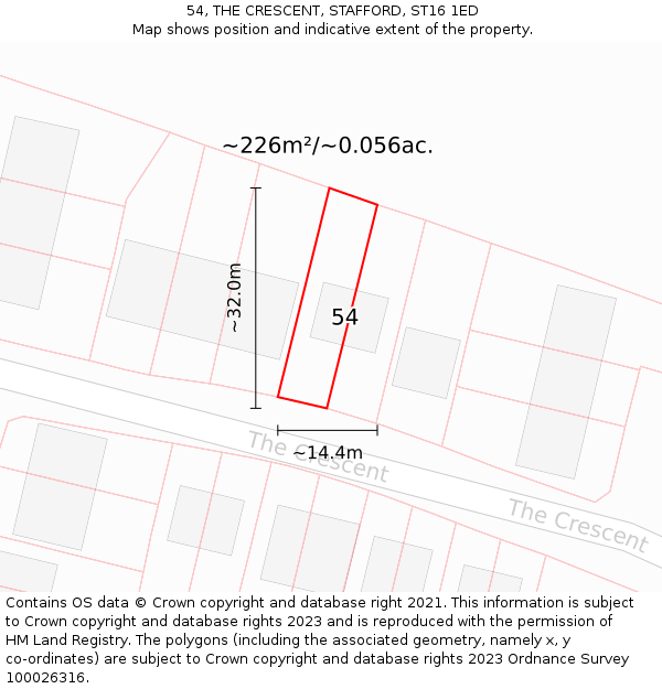 54, THE CRESCENT, STAFFORD, ST16 1ED: Plot and title map