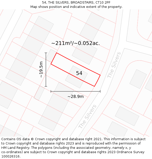 54, THE SILVERS, BROADSTAIRS, CT10 2PF: Plot and title map