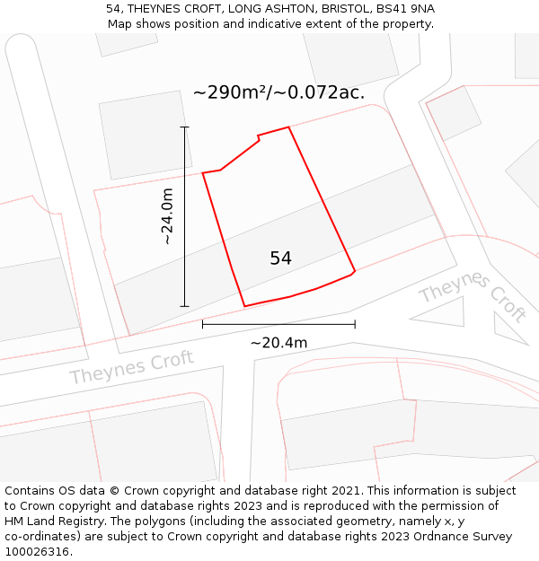 54, THEYNES CROFT, LONG ASHTON, BRISTOL, BS41 9NA: Plot and title map