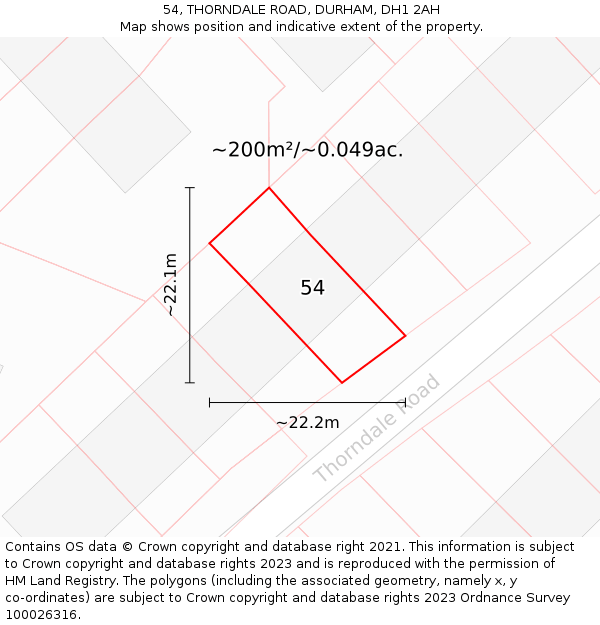 54, THORNDALE ROAD, DURHAM, DH1 2AH: Plot and title map