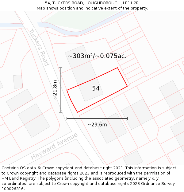54, TUCKERS ROAD, LOUGHBOROUGH, LE11 2PJ: Plot and title map