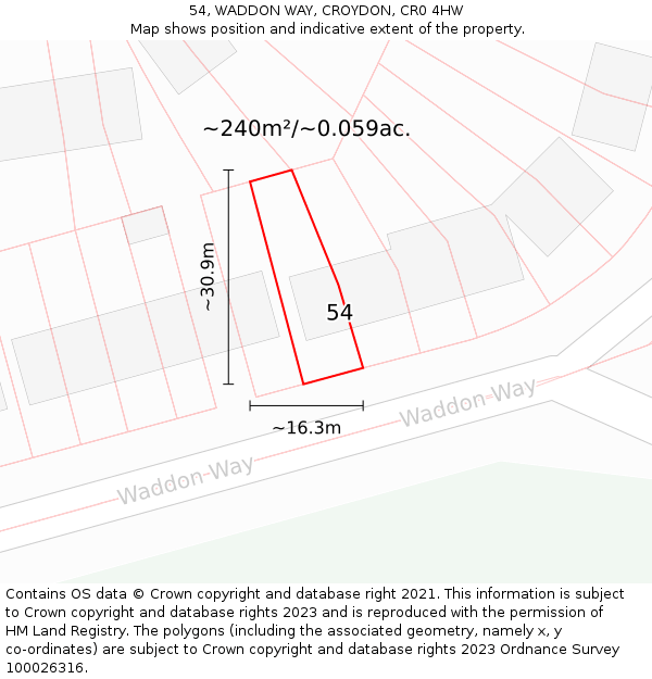 54, WADDON WAY, CROYDON, CR0 4HW: Plot and title map