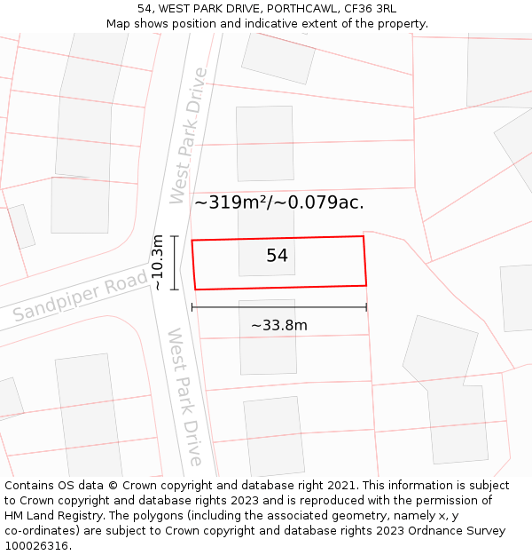 54, WEST PARK DRIVE, PORTHCAWL, CF36 3RL: Plot and title map