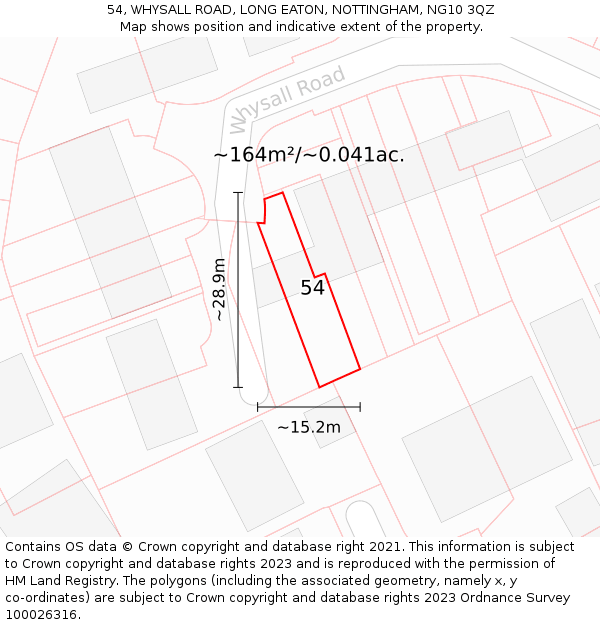54, WHYSALL ROAD, LONG EATON, NOTTINGHAM, NG10 3QZ: Plot and title map