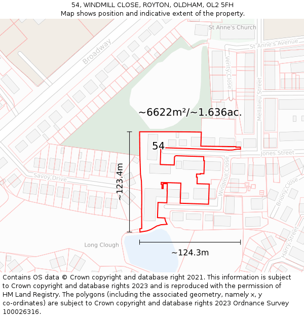 54, WINDMILL CLOSE, ROYTON, OLDHAM, OL2 5FH: Plot and title map