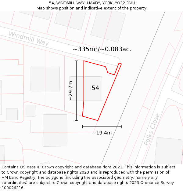 54, WINDMILL WAY, HAXBY, YORK, YO32 3NH: Plot and title map