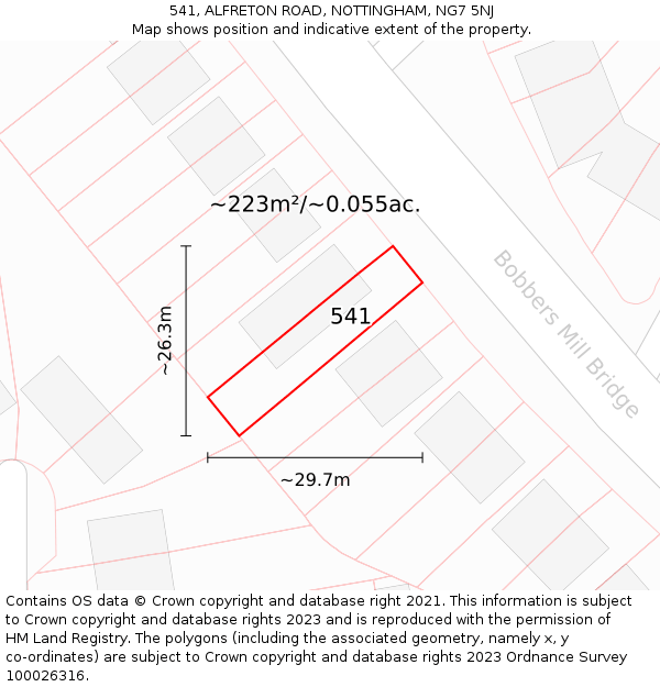 541, ALFRETON ROAD, NOTTINGHAM, NG7 5NJ: Plot and title map