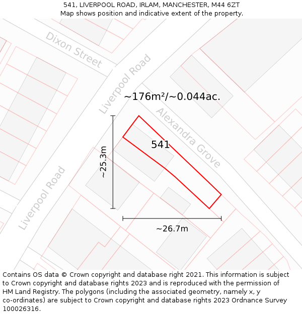 541, LIVERPOOL ROAD, IRLAM, MANCHESTER, M44 6ZT: Plot and title map