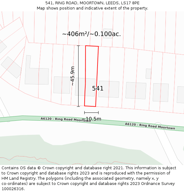 541, RING ROAD, MOORTOWN, LEEDS, LS17 8PE: Plot and title map