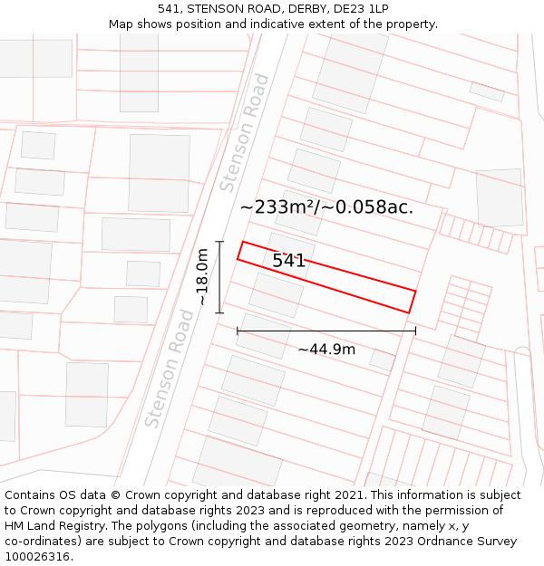 541, STENSON ROAD, DERBY, DE23 1LP: Plot and title map