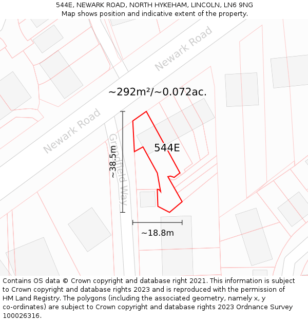 544E, NEWARK ROAD, NORTH HYKEHAM, LINCOLN, LN6 9NG: Plot and title map