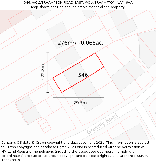 546, WOLVERHAMPTON ROAD EAST, WOLVERHAMPTON, WV4 6AA: Plot and title map