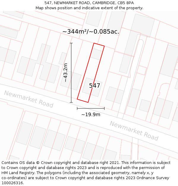 547, NEWMARKET ROAD, CAMBRIDGE, CB5 8PA: Plot and title map